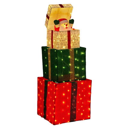 Christabelle 122cm Animated Present Stack Santa Led Lights Christmas Tree Decor.