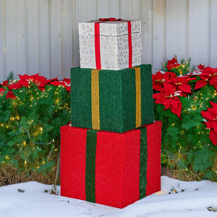 Christabelle 122cm Animated Present Stack Santa Led Lights Christmas Tree Decor.