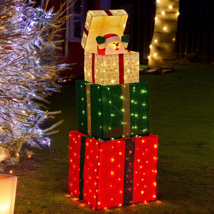 Christabelle 122cm Animated Present Stack Santa Led Lights Christmas Tree Decor.