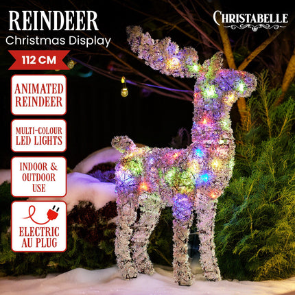 Christabelle 112cm Animated Reindeer Christmas LED Lights Indoor Outdoor Yard Statue Decoration.