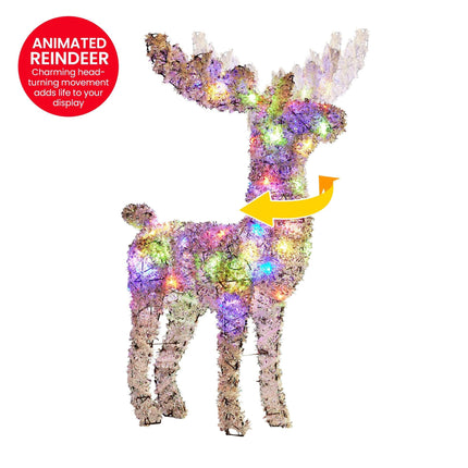 Christabelle 112cm Animated Reindeer Christmas LED Lights Indoor Outdoor Yard Statue Decoration.