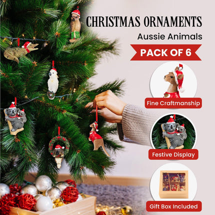 Christabelle Christmas Aussie Animals Pack of 6 Baubles Tree Decoration Ornaments Gift Pack.