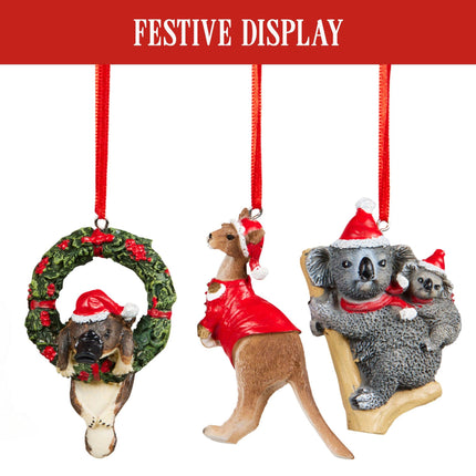 Christabelle Christmas Aussie Animals Pack of 6 Baubles Tree Decoration Ornaments Gift Pack.