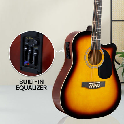 Karrera Acoustic Guitar 12-String with EQ - Sunburst.