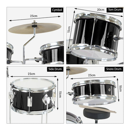 Karrera Children's 4pc Drum Kit - Black.