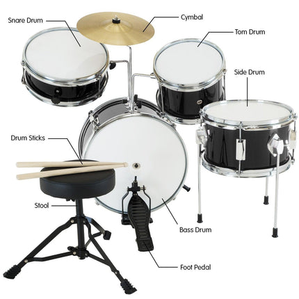 Karrera Children's 4pc Drum Kit - Black.