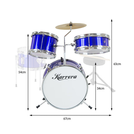Karrera Children's 4pc Drum Kit - Blue.