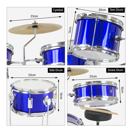 Karrera Children's 4pc Drum Kit - Blue.