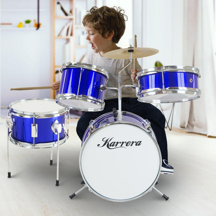 Karrera Children's 4pc Drum Kit - Blue.