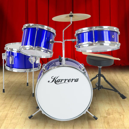 Karrera Children's 4pc Drum Kit - Blue.