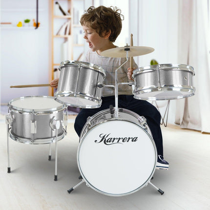 Karrera Childrens 4pc Drum Kit - Silver.