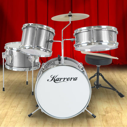 Karrera Childrens 4pc Drum Kit - Silver.