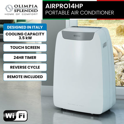 Olimpia Splendid 3.5kW Portable Air Conditioner with Wifi & Remote AIRPRO14HP.