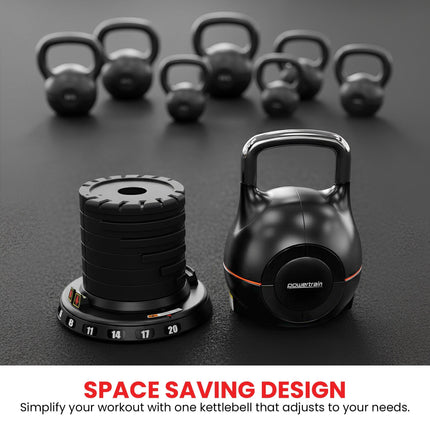 Powertrain 40kg Adjustable Kettlebell One Hand Adjustment Weight Set.