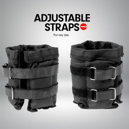 Powertrain Sports Pair 1kg Adjustable Ankle Weights Gym Equipment Wrist Fitness Yoga.
