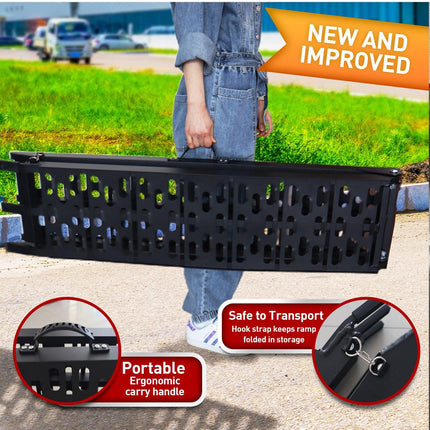 Kartrite Aluminium Folding Loading Ramp ATV Motorbike Motorcycle Golf Buggy Trailer - Black.