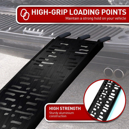 Kartrite Aluminium Folding Loading Ramp ATV Motorbike Motorcycle Golf Buggy Trailer - Black.