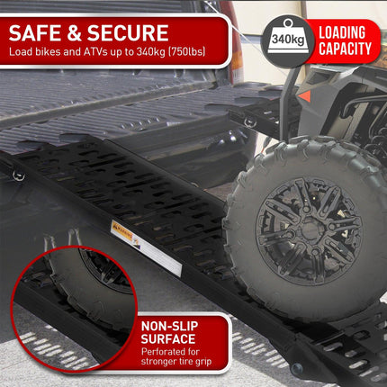 Kartrite Aluminium Folding Loading Ramp ATV Motorbike Motorcycle Golf Buggy Trailer - Black.