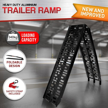 Kartrite Aluminium Folding Loading Ramp ATV Motorbike Motorcycle Golf Buggy Trailer - Black.