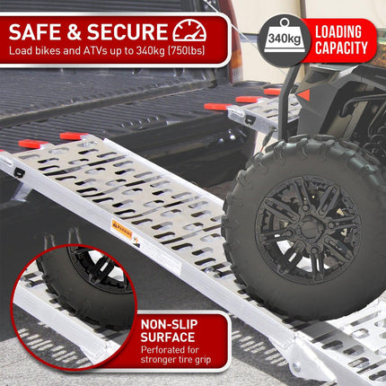 Rigg Aluminium ATV Loading Ramp Foldable - Silver.
