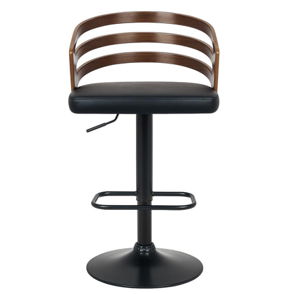 Sarantino Set Of 2 Bentwood Walnut Barstool Adjustable Height Swivel Footrest.