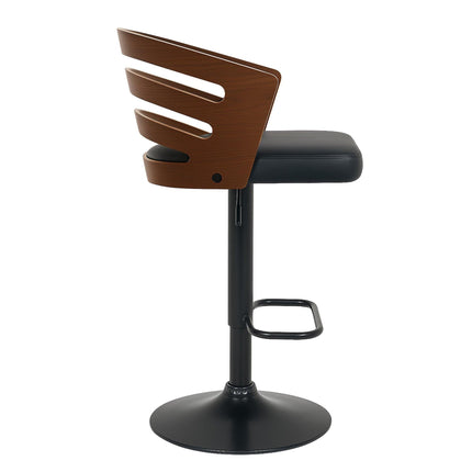 Sarantino Set Of 2 Bentwood Walnut Barstool Adjustable Height Swivel Footrest.