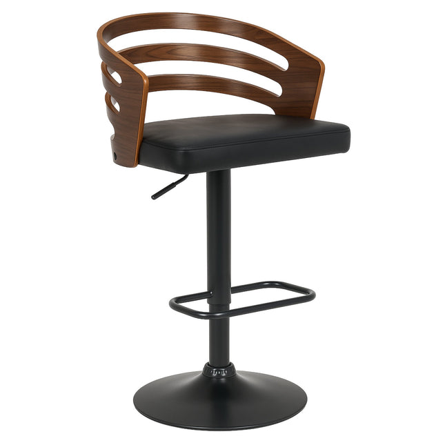 Sarantino Bentwood Walnut Barstool Leather Seat And Metal Base.