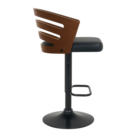 Sarantino Bentwood Walnut Barstool Leather Seat And Metal Base.