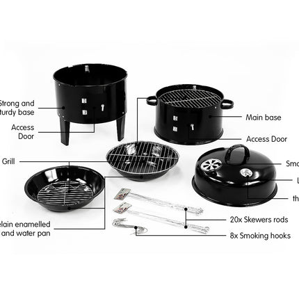 Wallaroo 3-in-1 Charcoal BBQ Smoker.