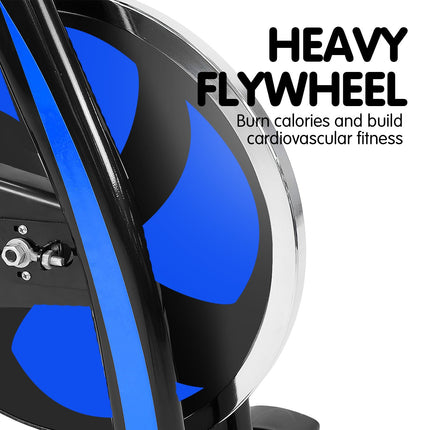 Powertrain Home Gym Flywheel Exercise Spin Bike - Blue.