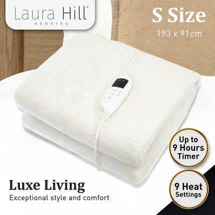 Laura Hill Heated Electric Blanket Fitted Fleece Underlay Throw Single.
