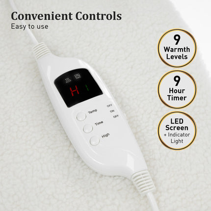Laura Hill Heated Electric Blanket Fitted Fleece Underlay Throw Single.