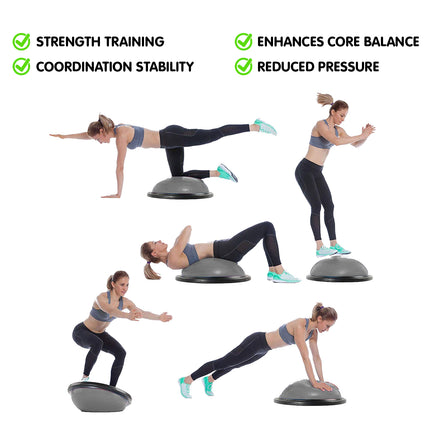 Powertrain Fitness Yoga Ball Home Gym Workout Balance Trainer Grey.