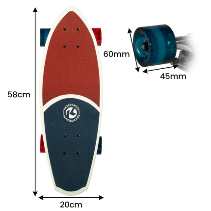 Bravo Sports Kryptonics 23-inch Mini Fat Cruiser Board In Liberty Blue.