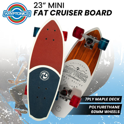 Bravo Sports Kryptonics 23-inch Mini Fat Cruiser Board In Liberty Blue.