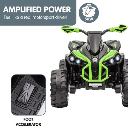 Kahuna GTS99 Kids Electric Ride On Quad Bike Toy ATV 50W - Green.