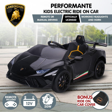 Kahuna Lamborghini Performante Kids Electric Ride On Car Remote Control - Black.