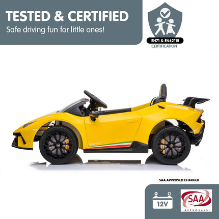 Kahuna Lamborghini Performante Kids Electric Ride On Car Remote Control - Yellow.