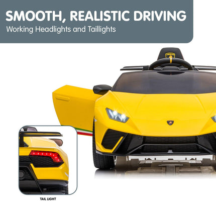 Kahuna Lamborghini Performante Kids Electric Ride On Car Remote Control - Yellow.