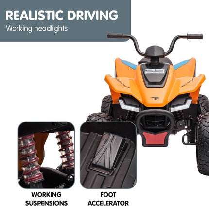 Kahuna Licensed MCL35 McLaren Kids Toy Ride On Electric Quad Bike - Orange.