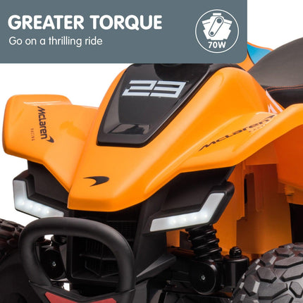 Kahuna Licensed MCL35 McLaren Kids Toy Ride On Electric Quad Bike - Orange.