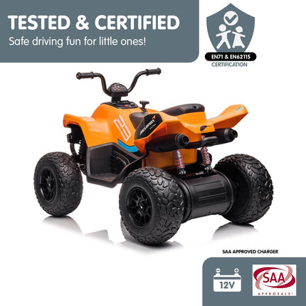 Kahuna Licensed MCL35 McLaren Kids Toy Ride On Electric Quad Bike - Orange.
