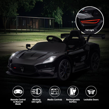 Kahuna Maserati MC20 GT2 Licensed Electric Kids Ride On Race Car Black.