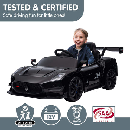Kahuna Maserati MC20 GT2 Licensed Electric Kids Ride On Race Car Black.
