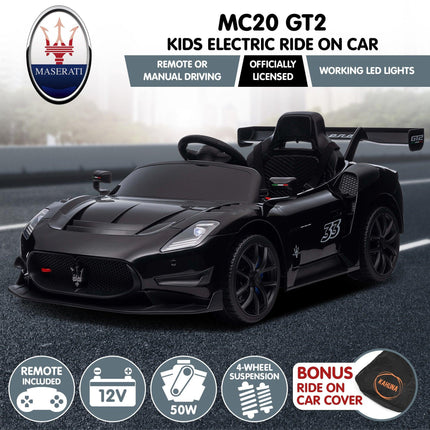 Kahuna Maserati MC20 GT2 Licensed Electric Kids Ride On Race Car Black.