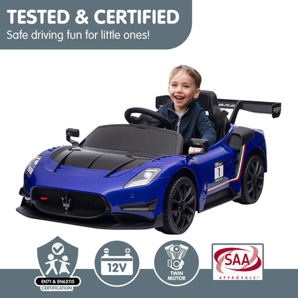 Kahuna Maserati MC20 GT2 Licensed Electric Kids Ride On Race Car Blue.