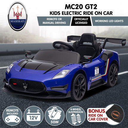Kahuna Maserati MC20 GT2 Licensed Electric Kids Ride On Race Car Blue.