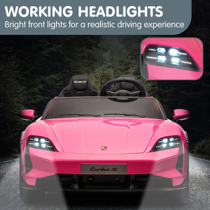 Kahuna Porsche Taycan Turbo S Kids Electric Ride On Car w/Remote Control 90W Four Wheel Suspension 2 Seater w/Seat Belt.