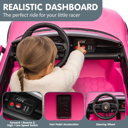 Kahuna Porsche Taycan Turbo S Kids Electric Ride On Car w/Remote Control 90W Four Wheel Suspension 2 Seater w/Seat Belt.