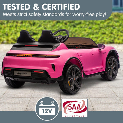 Kahuna Porsche Taycan Turbo S Kids Electric Ride On Car w/Remote Control 90W Four Wheel Suspension 2 Seater w/Seat Belt.